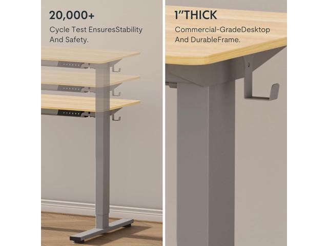 FLEXISPOT EN1 One-Piece Adjustable Desk 40 x 24 Inches Stand Up Desk Electric Height Adjustable Standing Desk with Seamless Desktop (Silver Frame +...