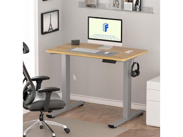 FLEXISPOT EN1 One-Piece Adjustable Desk 40 x 24 Inches Stand Up Desk Electric Height Adjustable Standing Desk with Seamless Desktop (Silver Frame +...