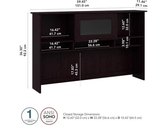 Bush Furniture Cabot 60W Hutch, Espresso Oak