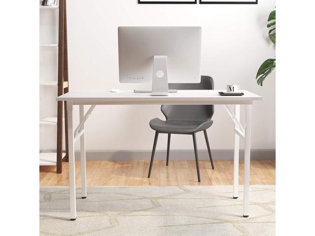 Need Office Computer Desk - 47.2L Sturdy and Heavy Duty Folding Laptop Table,Writing Table/Home Office Desk/Sewing Table,No Assembly Required,White...