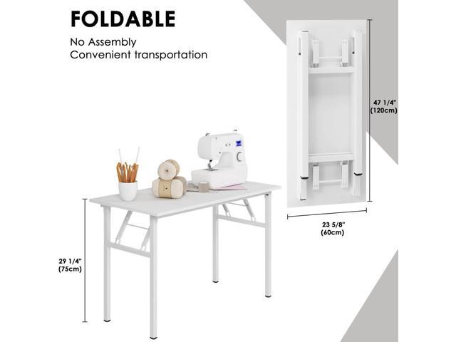 Need Office Computer Desk - 47.2L Sturdy and Heavy Duty Folding Laptop Table,Writing Table/Home Office Desk/Sewing Table,No Assembly Required,White...
