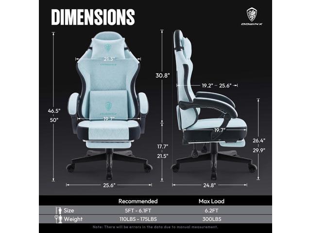 Dowinx Gaming Chair Fabric with Pocket Spring Cushion, High Back Ergonomic Computer Chair with Footrest for Adults, Massage Lumbar Support Swivel...