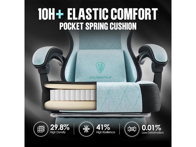 Dowinx Gaming Chair Fabric with Pocket Spring Cushion, High Back Ergonomic Computer Chair with Footrest for Adults, Massage Lumbar Support Swivel...