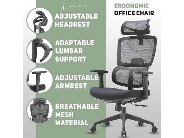 Premium Mesh Executive Home Office Desk Chair, with Ergonomic Lumbar, Black