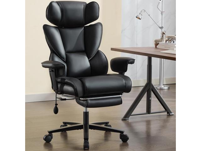 Executive Office Chair with Foot Rest and Waist Lumber Support, Ergonomic Gaming Chair with Adjustable Height Headrest, High-Back Leather Reclining...