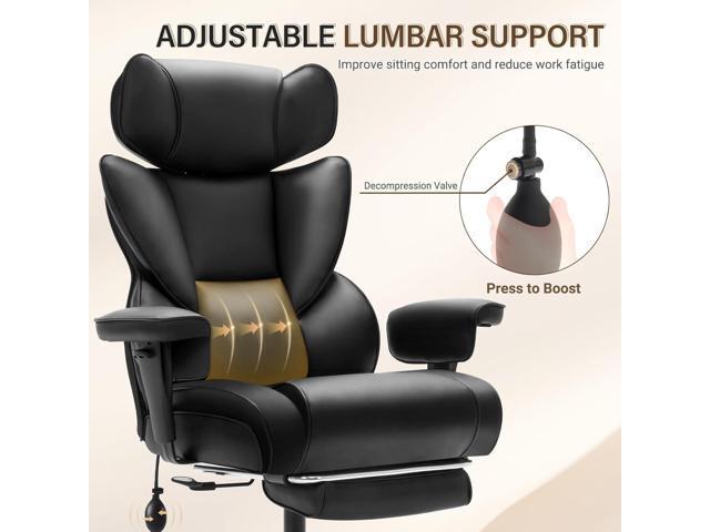 Executive Office Chair with Foot Rest and Waist Lumber Support, Ergonomic Gaming Chair with Adjustable Height Headrest, High-Back Leather Reclining...