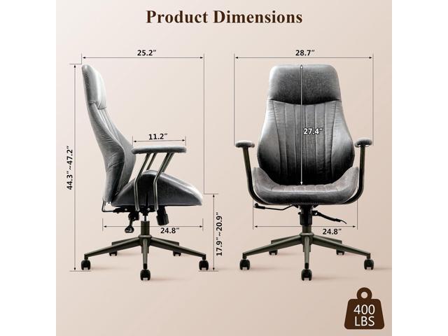 Mid Century Modren Office Chair - Fuax Leather Suede Brown Executive Chairs Ergonomic Mid Back with Lumbar Support, Swivel Computer Desk Task Chair...
