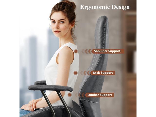 Mid Century Modren Office Chair - Fuax Leather Suede Brown Executive Chairs Ergonomic Mid Back with Lumbar Support, Swivel Computer Desk Task Chair...