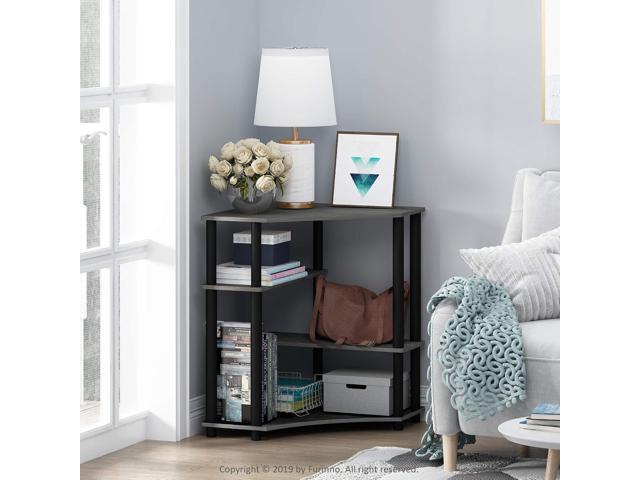 FURINNO Turn-N-Tube Space Saving Corner Desk, French Oak Grey/Black