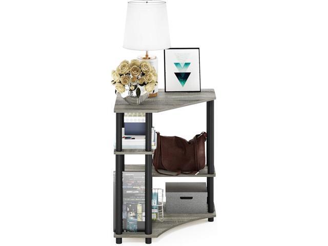 FURINNO Turn-N-Tube Space Saving Corner Desk, French Oak Grey/Black