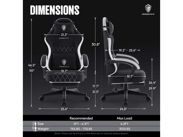 Dowinx Gaming Chair Fabric with Pocket Spring Cushion, High Back Ergonomic Computer Chair with Footrest for Adults, Massage Lumbar Support Swivel...