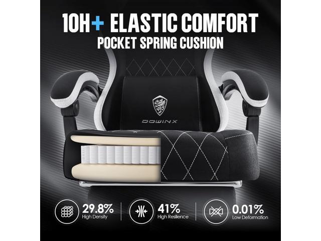 Dowinx Gaming Chair Fabric with Pocket Spring Cushion, High Back Ergonomic Computer Chair with Footrest for Adults, Massage Lumbar Support Swivel...