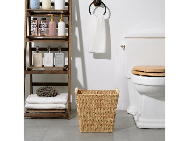 GRANNY SAYS Bathroom Wastebasket, Wicker Trash Can with Handles, Waterproof Bathroom Trash, Decorative Wastebasket for Bedroom, 2-Pack