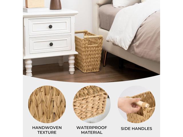 GRANNY SAYS Bathroom Wastebasket, Wicker Trash Can with Handles, Waterproof Bathroom Trash, Decorative Wastebasket for Bedroom, 2-Pack
