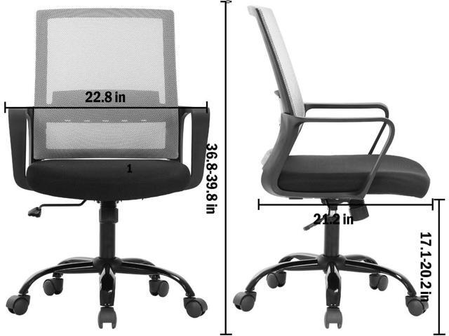 Ergonomic Office Chair Desk Chair Computer Chair Mid Back Mesh Chair with Lumbar Support & Armrest Modern Adjustable Height Swivel Task Executive...