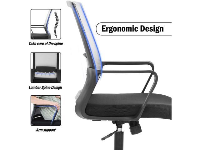 Ergonomic Office Chair Desk Chair Computer Chair Mid Back Mesh Chair with Lumbar Support & Armrest Modern Adjustable Height Swivel Task Executive...