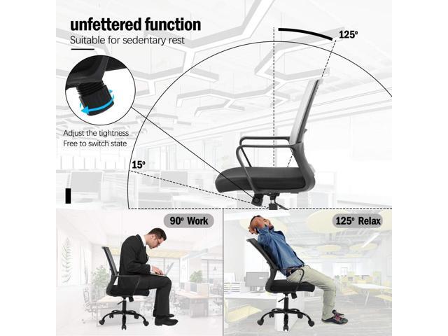 Ergonomic Office Chair Desk Chair Computer Chair Mid Back Mesh Chair with Lumbar Support & Armrest Modern Adjustable Height Swivel Task Executive...