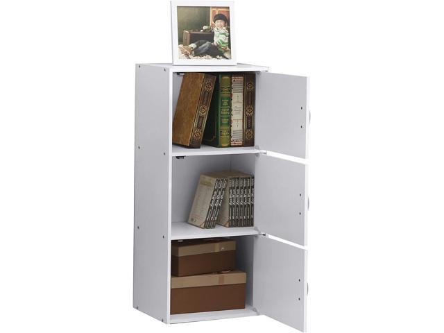 Hodedah Heavy Duty Engineered Wooden 3 Door Enclosed Multipurpose Storage Cabinet with Included Hardware for Easy Assembly, White