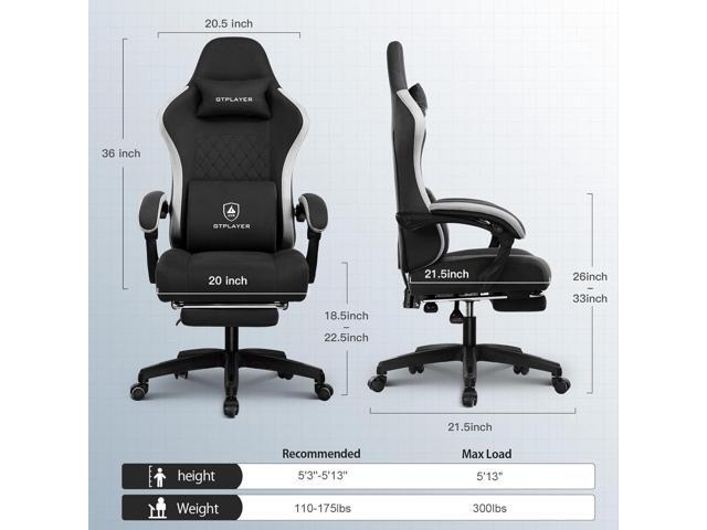 GTPLAYER Gaming Chair, Computer Office Chair with Pocket Spring Cushion, Linkage Armrests and Footrest, High Back Ergonomic Computer Chair with...
