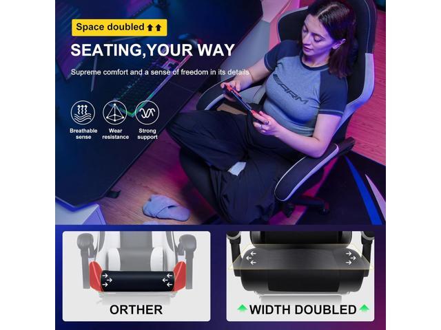 GTPLAYER Gaming Chair, Computer Office Chair with Pocket Spring Cushion, Linkage Armrests and Footrest, High Back Ergonomic Computer Chair with...