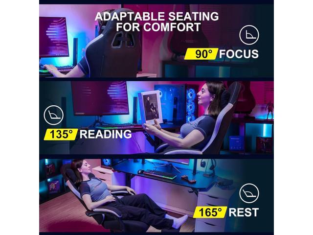 GTPLAYER Gaming Chair, Computer Office Chair with Pocket Spring Cushion, Linkage Armrests and Footrest, High Back Ergonomic Computer Chair with...