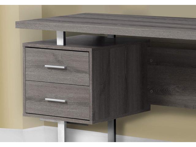 Monarch Specialties Dark Taupe Reclaimed-Look/Silver Metal Office Desk, 60-Inch