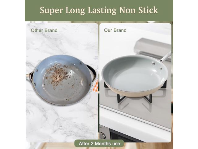 Cookware Ceramic Nonstick Frying Pans: 3Pieces Non Stick Skillet 8 9.5 11 Inches - Healthy Egg Fry Pans - Free of PTFE,PFOA,PFAS