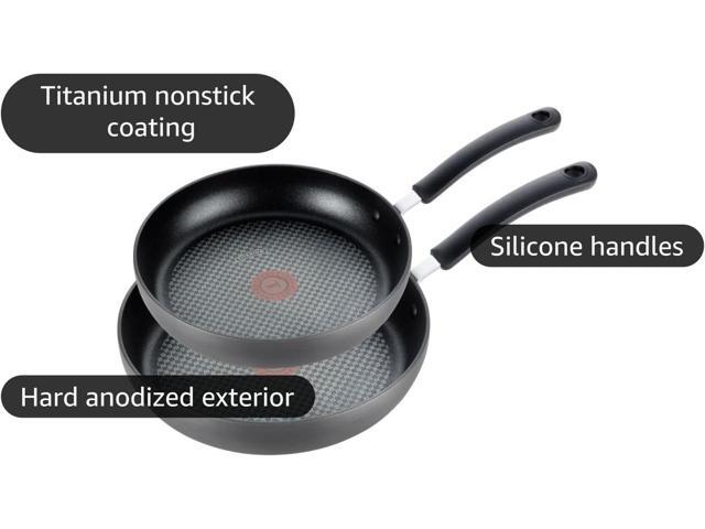 T-fal Ultimate Hard Anodized Nonstick Fry Pan Set 2 Piece, 10, 12 Inch, Oven Broiler Safe 400F, Cookware, Pots and Pans Set Non Stick, Kitchen...