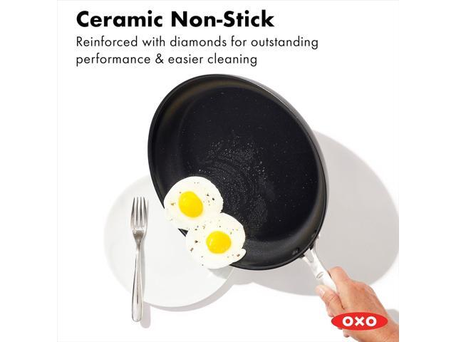 OXO 12 Nonstick Frying Pan Skillet, Enhanced PFAS-Free Ceramic Nonstick, Durable Hard Anodized Cookware, Scratch Resistant, Good Grips, Easy Clean...