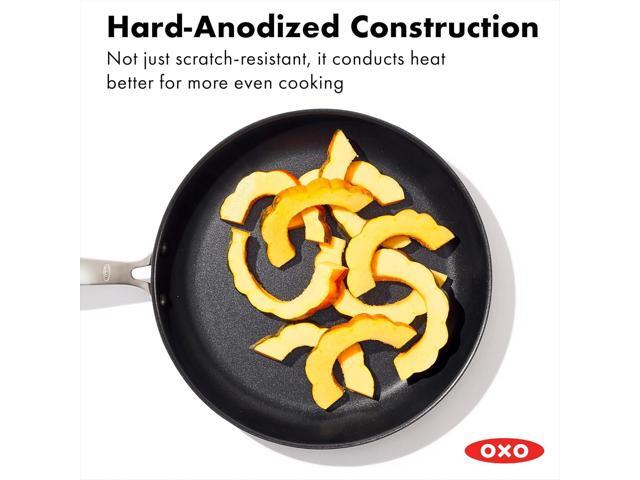 OXO 12 Nonstick Frying Pan Skillet, Enhanced PFAS-Free Ceramic Nonstick, Durable Hard Anodized Cookware, Scratch Resistant, Good Grips, Easy Clean...