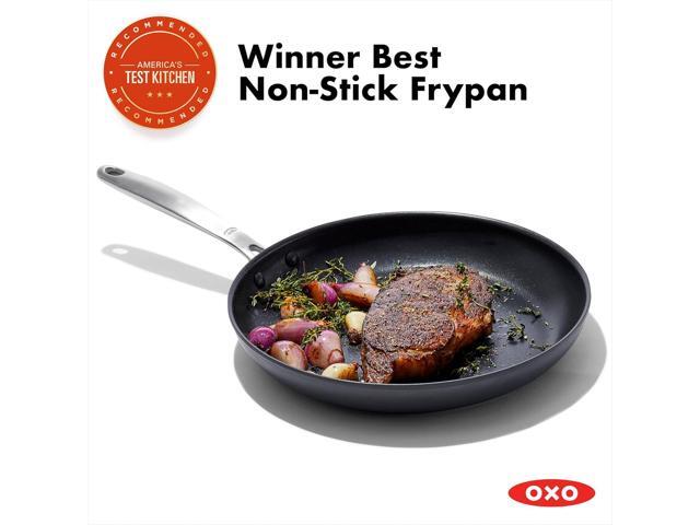 OXO 12 Nonstick Frying Pan Skillet, Enhanced PFAS-Free Ceramic Nonstick, Durable Hard Anodized Cookware, Scratch Resistant, Good Grips, Easy Clean...