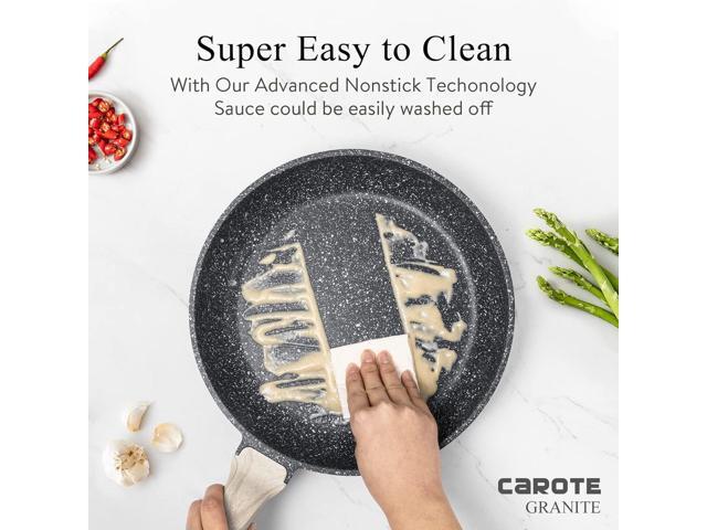 CAROTE Nonstick Frying Pan Skillet,Non Stick Granite Fry Pan Egg Pan Omelet Pans, Stone Cookware Chef's Pan, PFOA Free,Induction Compatible(Classic...