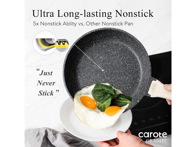 CAROTE Nonstick Frying Pan Skillet,Non Stick Granite Fry Pan Egg Pan Omelet Pans, Stone Cookware Chef's Pan, PFOA Free,Induction Compatible(Classic...