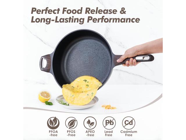 SENSARTE Nonstick Frying Pan Skillet with Lid, 12 Inch Large Deep Frying Pan, 5 Qt Non Stick Saute Pan with Cover, Induction Pan, Healthy Non Toxic...