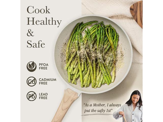 CAROTE White Nonstick Frying Pan Skillet,10' Non Stick Granite Fry Pan with Glass Lid, Egg Pan Omelet Pans, Stone Cookware Chef's Pan, PFOA Free...