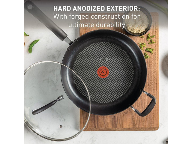 T-fal Ultimate Hard Anodized Nonstick Fry Pan With Lid 10 Inch, Oven Broiler Safe 400F, Lid Safe 350F, Cookware, Kitchen, Home, Versatile Frying...