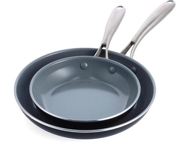 GreenPan Swift Healthy Ceramic Nonstick, 8' and 10' Frying Pan Skillet Set, Stainless Steel Handles, PFAS-Free, Dishwasher Safe, Oven Safe, Black