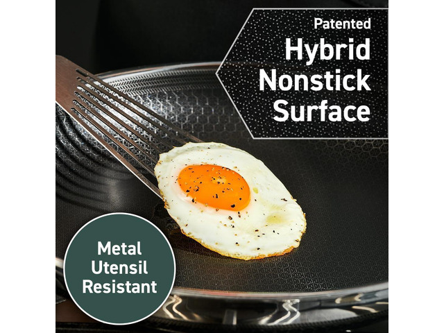 HexClad Hybrid Nonstick Frying Pan, 8-Inch, Stay-Cook Handle, Dishwasher and Oven Safe, Induction-Ready, Compatible with All Cooktops