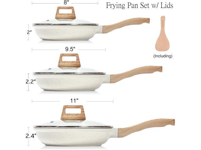 ESLITE LIFE Nonstick Ceramic Frying Pans Skillets Set with Lids, Non-Toxic Egg Omelette Kitchen Cooking Pans Compatible with All Stovetops (Gas,...