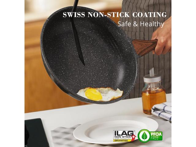 SENSARTE 12.5 Inch Nonstick Frying Pan Skillet, Swiss Granite Coating Omelette Pan, Healthy Stone Cookware Chef's Pan, PFOA Free