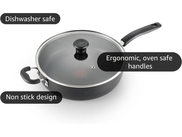T-fal Specialty Nonstick Saute Pan with Glass Lid 5 Quart, Oven Broiler Safe 350F, Cookware, Deep Frying Pan with Handle, Skillet, Kitchen, Pots...