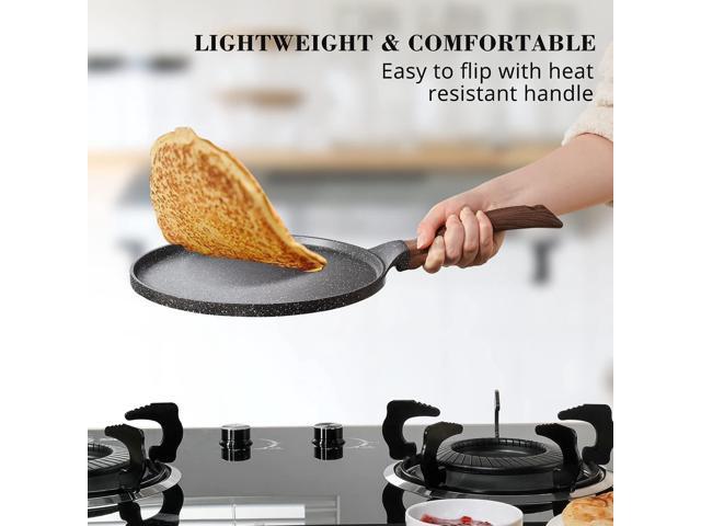 SENSARTE Nonstick Crepe Pan, Swiss Granite Coating Dosa Pan Pancake Flat Skillet Tawa Griddle 12-Inch with Stay-Cool Handle, Induction Compatible,...