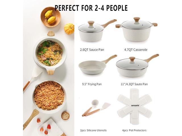 SENSARTE Nonstick Ceramic Cookware Set 13-Piece, Healthy Pots and Pans Set, Non-toxic Kitchen Cooking Set with Stay-Cool Handles, Silicone Tools...