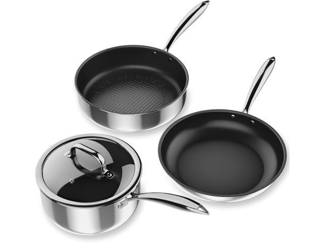 Stainless Steel Pots and Pans Set, Induction Cookware 4-Piece with Lid, Cookware Sets for Oven & Dishwasher Safe By MOMOSTAR