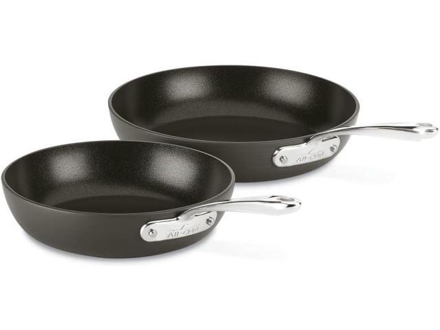 All-Clad Essentials Hard Anodized Nonstick Fry Pan Set 2 Piece, 8, 10,5 Inch Oven Broiler Safe 500F, Lid Safe 350F Pots and Pans, Cookware Black