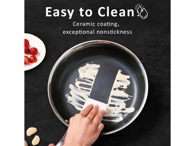11' Non Stick Frying Pans, Hybrid Ceramic Stainless Steel Pan, Skillet with Stay-Cool Handle, Non Toxic, PFAS PFOA PTFE Free, Dishwasher & Oven...