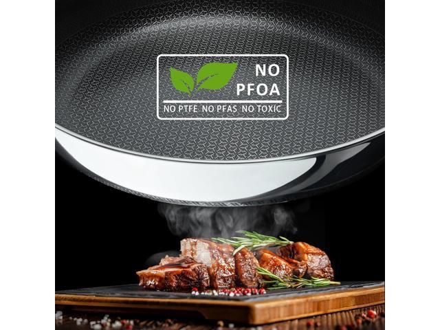 11' Non Stick Frying Pans, Hybrid Ceramic Stainless Steel Pan, Skillet with Stay-Cool Handle, Non Toxic, PFAS PFOA PTFE Free, Dishwasher & Oven...