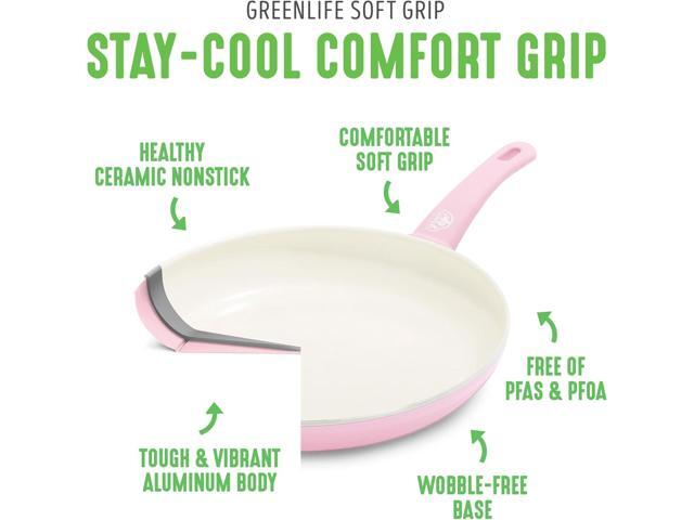 GreenLife Soft Grip 16 Piece Cookware Set, Non-Toxic PFAS-Free Ceramic Nonstick, Frying, Sauce, Saute, Utensils, Glass Lids, Stay-Cool Handles,...