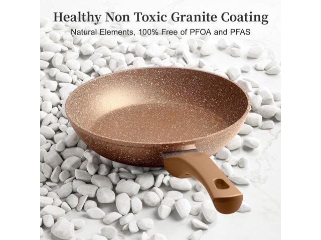 Frying Pan Set with Lids - Nonstick Frying Pan Set 3 Pcs, Non Stick Granite Cookware Set, Induction Skillet Set Egg Omelette Frying Pan W/Lid,...