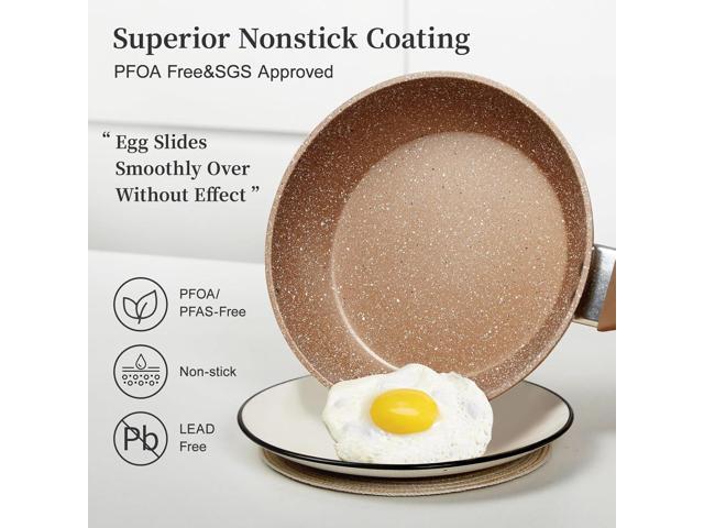 Frying Pan Set with Lids - Nonstick Frying Pan Set 3 Pcs, Non Stick Granite Cookware Set, Induction Skillet Set Egg Omelette Frying Pan W/Lid,...